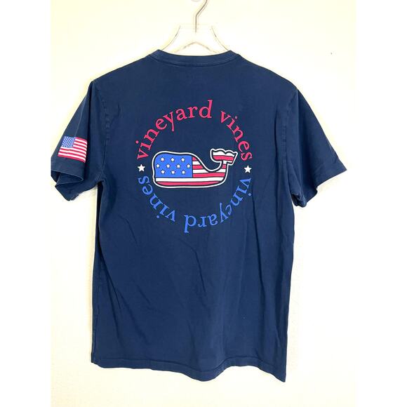 Vineyard Vines Tee American Flag Logo Crew Neck T-Shirt Navy Unisex Size Small - Picture 2 of 6